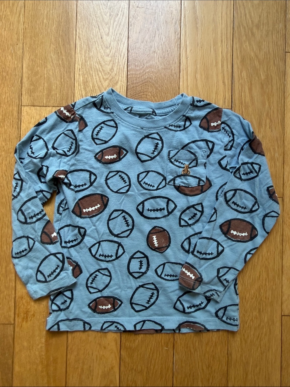 GAP Blue Long-Sleeve Tee with Football Print
